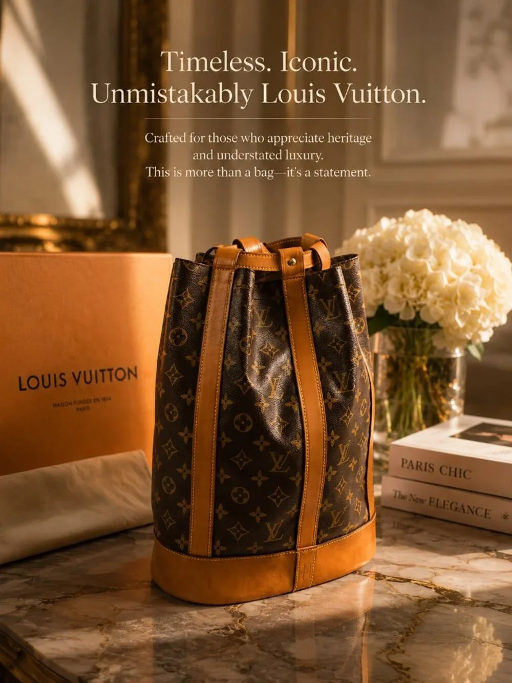 Louis Vuitton Randonnée PM Monogram Coated Canvas Bucket Style Backpack